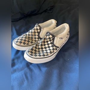 Checkered slip on vans